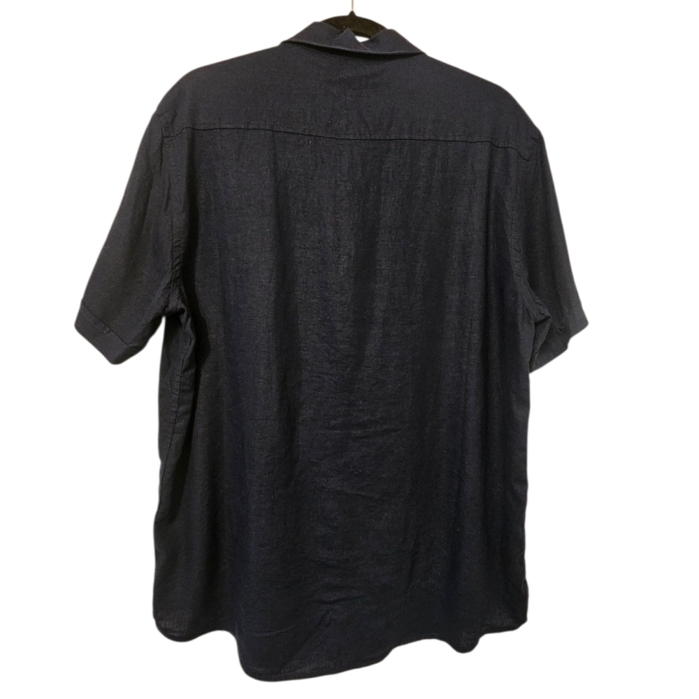 Vintage 100% Linen Short Sleeve Shirt Women's Size M Blue Button Down Breathable - Picture 3 of 13
